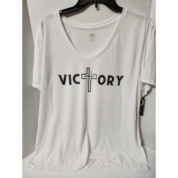Faith Based T-shirt, Christian tops, Victory in Christ Womens v next XXXL (22) - Picture 2 of 2